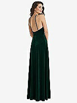 Rear View Thumbnail - Evergreen High Neck Halter Open-Back Velvet Dress - Alix