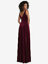 Rear View Thumbnail - Cabernet Velvet Maxi Dress with Shirred Bodice and Front Slit