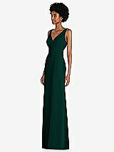 Side View Thumbnail - Evergreen Square Low-Back A-Line Dress with Front Slit and Pockets