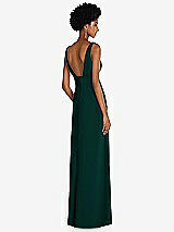 Rear View Thumbnail - Evergreen Square Low-Back A-Line Dress with Front Slit and Pockets