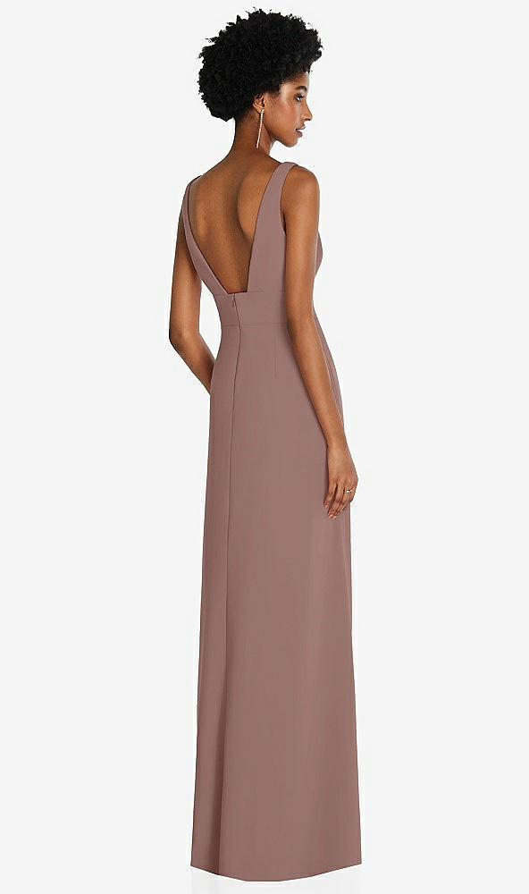 Back View - Sienna Square Low-Back A-Line Dress with Front Slit and Pockets
