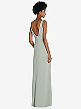 Rear View Thumbnail - Willow Green Square Low-Back A-Line Dress with Front Slit and Pockets