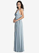 Side View Thumbnail - Mist Deep V-Neck Shirred Skirt Maxi Dress with Convertible Straps
