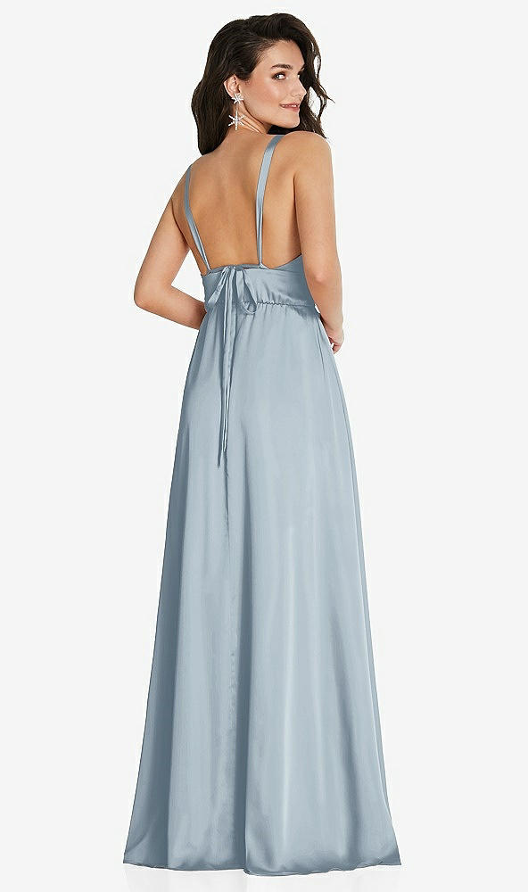 Back View - Mist Deep V-Neck Shirred Skirt Maxi Dress with Convertible Straps