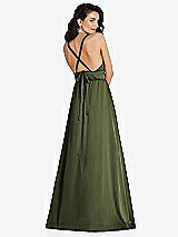 Alt View 1 Thumbnail - Olive Green Deep V-Neck Shirred Skirt Maxi Dress with Convertible Straps