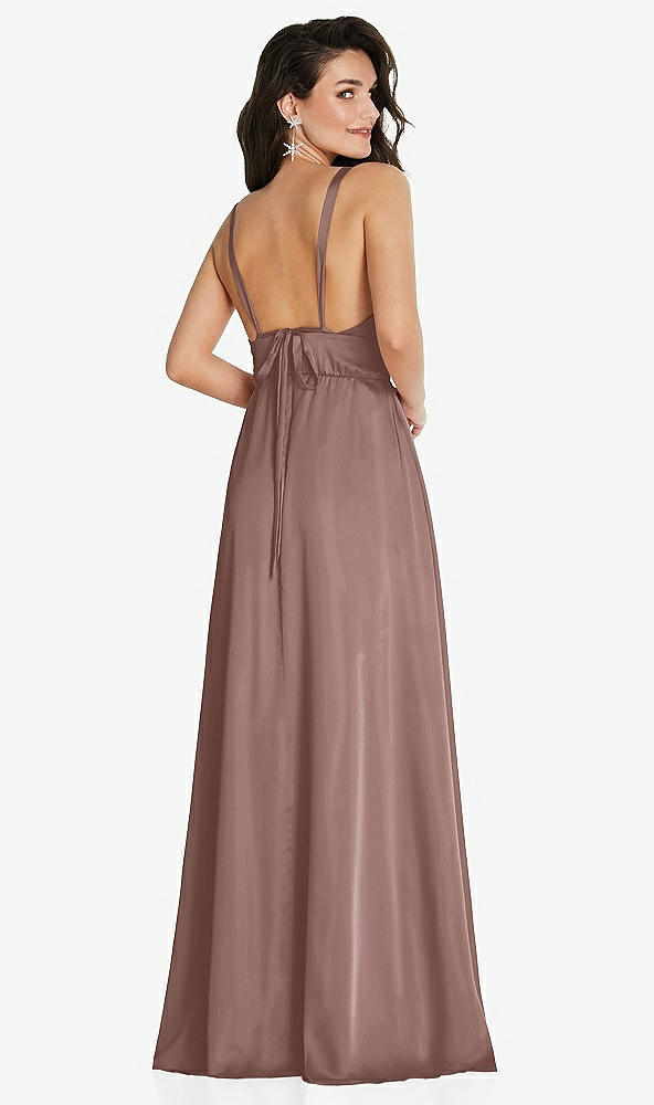 Back View - Sienna Deep V-Neck Shirred Skirt Maxi Dress with Convertible Straps