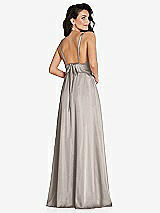 Rear View Thumbnail - Taupe Deep V-Neck Shirred Skirt Maxi Dress with Convertible Straps