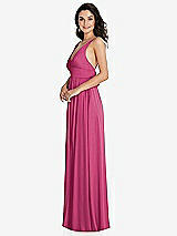 Side View Thumbnail - Tea Rose Deep V-Neck Shirred Skirt Maxi Dress with Convertible Straps