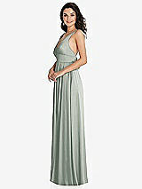 Side View Thumbnail - Willow Green Deep V-Neck Shirred Skirt Maxi Dress with Convertible Straps
