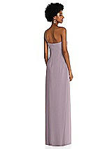 Alt View 4 Thumbnail - Lilac Dusk Draped Chiffon Grecian Column Gown with Convertible Straps
