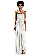Alt View 1 Thumbnail - Spring Fling Draped Chiffon Grecian Column Gown with Convertible Straps