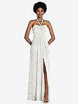 Front View Thumbnail - Spring Fling Draped Chiffon Grecian Column Gown with Convertible Straps