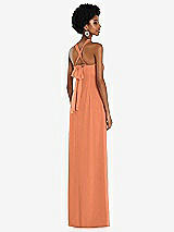 Side View Thumbnail - Sweet Melon Draped Chiffon Grecian Column Gown with Convertible Straps