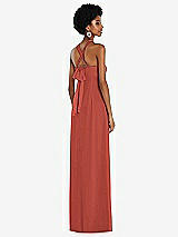 Side View Thumbnail - Amber Sunset Draped Chiffon Grecian Column Gown with Convertible Straps