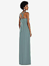 Side View Thumbnail - Icelandic Draped Chiffon Grecian Column Gown with Convertible Straps