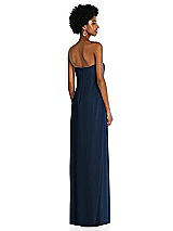 Alt View 4 Thumbnail - Midnight Navy Draped Chiffon Grecian Column Gown with Convertible Straps