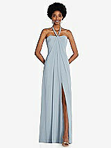 Front View Thumbnail - Mist Draped Chiffon Grecian Column Gown with Convertible Straps