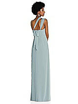 Alt View 2 Thumbnail - Morning Sky Draped Chiffon Grecian Column Gown with Convertible Straps