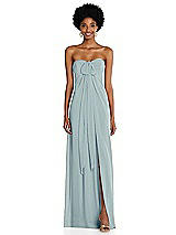 Alt View 3 Thumbnail - Morning Sky Draped Chiffon Grecian Column Gown with Convertible Straps