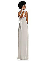 Alt View 2 Thumbnail - Oyster Draped Chiffon Grecian Column Gown with Convertible Straps