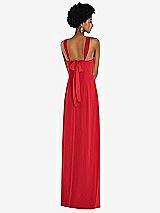 Rear View Thumbnail - Parisian Red Draped Chiffon Grecian Column Gown with Convertible Straps