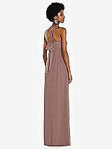 Side View Thumbnail - Sienna Draped Chiffon Grecian Column Gown with Convertible Straps