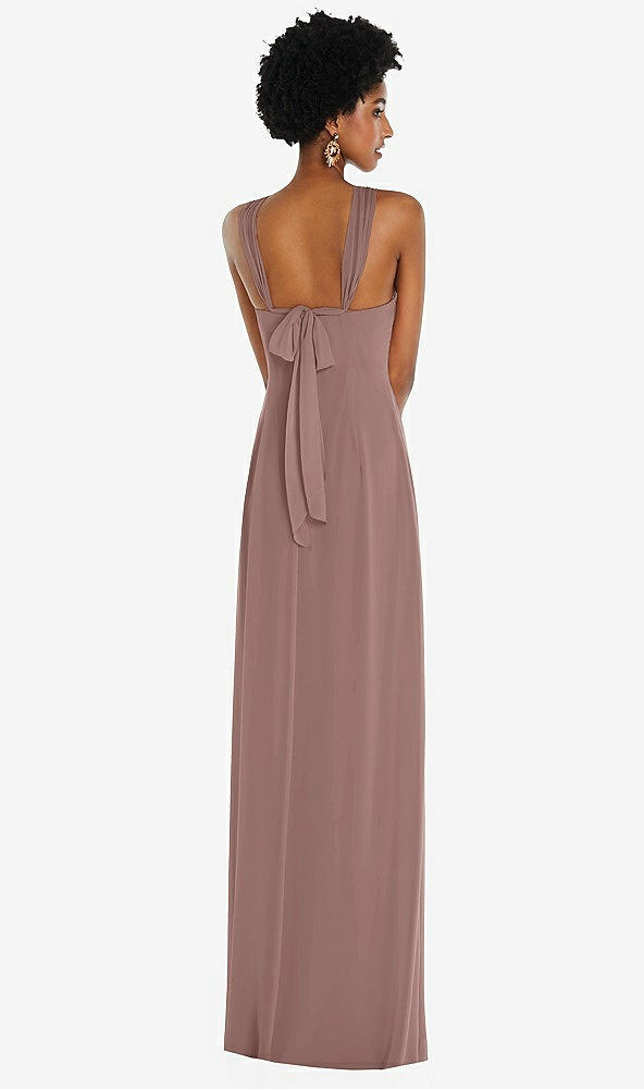 Back View - Sienna Draped Chiffon Grecian Column Gown with Convertible Straps