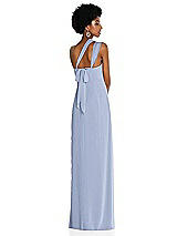 Alt View 2 Thumbnail - Sky Blue Draped Chiffon Grecian Column Gown with Convertible Straps