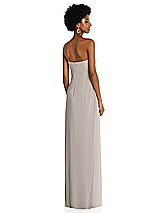Alt View 4 Thumbnail - Taupe Draped Chiffon Grecian Column Gown with Convertible Straps