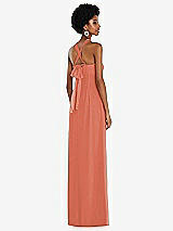 Side View Thumbnail - Terracotta Copper Draped Chiffon Grecian Column Gown with Convertible Straps
