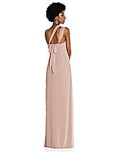 Alt View 2 Thumbnail - Toasted Sugar Draped Chiffon Grecian Column Gown with Convertible Straps
