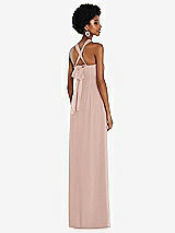 Side View Thumbnail - Toasted Sugar Draped Chiffon Grecian Column Gown with Convertible Straps