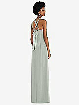 Side View Thumbnail - Willow Green Draped Chiffon Grecian Column Gown with Convertible Straps