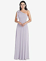 Front View Thumbnail - Moondance Draped One-Shoulder Maxi Dress with Scarf Bow