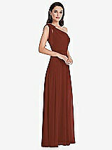 Side View Thumbnail - Auburn Moon Draped One-Shoulder Maxi Dress with Scarf Bow