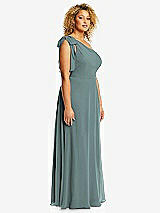 Alt View 2 Thumbnail - Icelandic Draped One-Shoulder Maxi Dress with Scarf Bow