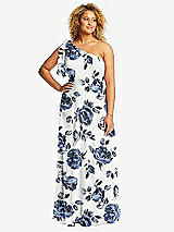 Alt View 1 Thumbnail - Indigo Rose Draped One-Shoulder Maxi Dress with Scarf Bow