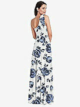 Rear View Thumbnail - Indigo Rose Draped One-Shoulder Maxi Dress with Scarf Bow