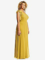 Alt View 2 Thumbnail - Marigold Draped One-Shoulder Maxi Dress with Scarf Bow