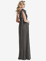 Alt View 4 Thumbnail - Caviar Gray Empire Waist Shirred Skirt Convertible Sash Tie Maxi Dress