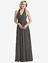 Alt View 5 Thumbnail - Caviar Gray Empire Waist Shirred Skirt Convertible Sash Tie Maxi Dress