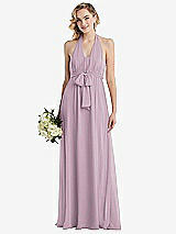 Front View Thumbnail - Suede Rose Empire Waist Shirred Skirt Convertible Sash Tie Maxi Dress