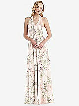 Alt View 5 Thumbnail - Blush Garden Empire Waist Shirred Skirt Convertible Sash Tie Maxi Dress