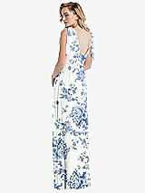 Alt View 2 Thumbnail - Cottage Rose Dusk Blue Empire Waist Shirred Skirt Convertible Sash Tie Maxi Dress