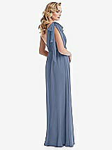 Alt View 4 Thumbnail - Larkspur Blue Empire Waist Shirred Skirt Convertible Sash Tie Maxi Dress