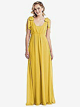 Alt View 1 Thumbnail - Marigold Empire Waist Shirred Skirt Convertible Sash Tie Maxi Dress