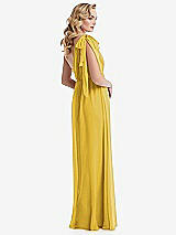 Alt View 4 Thumbnail - Marigold Empire Waist Shirred Skirt Convertible Sash Tie Maxi Dress