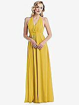 Alt View 5 Thumbnail - Marigold Empire Waist Shirred Skirt Convertible Sash Tie Maxi Dress