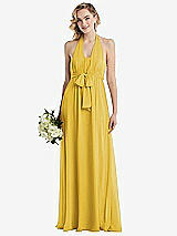 Front View Thumbnail - Marigold Empire Waist Shirred Skirt Convertible Sash Tie Maxi Dress
