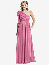 Alt View 3 Thumbnail - Orchid Pink Empire Waist Shirred Skirt Convertible Sash Tie Maxi Dress